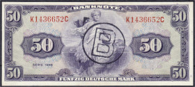 Banknoten
Die deutschen Banknoten ab 1871 nach Rosenberg
Westliche Besatzungszonen und BRD, ab 1948
50 Deutsche Mark 1948, mit B-Stempel für Westbe...