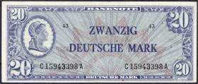 Banknoten
Die deutschen Banknoten ab 1871 nach Rosenberg
Westliche Besatzungszonen und BRD, ab 1948
20 Deutsche Mark (Liberty) o.D. (1948). Serie C...