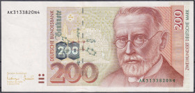 Banknoten
Die deutschen Banknoten ab 1871 nach Rosenberg
Westliche Besatzungszonen und BRD, ab 1948
200 Deutsche Mark 2.1.1996. Serie AK/N.
II. Ro...