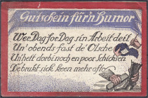 Banknoten
Deutsches Notgeld und KGL
(Scherzscheine)
Scherzschein ohne Ortsangabe, 3 Mark o.D. Gutschein für´n Humor.
IV, kl. Einriss u. gesichert,...