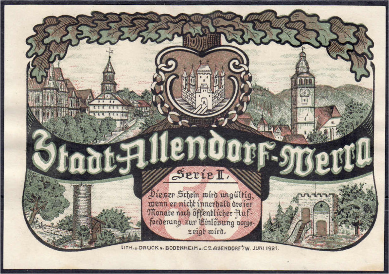 Banknoten
Deutsches Notgeld und KGL
Allendorf-Werra (Hessen-Nassau)
50 Pfg. o...
