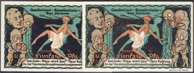 Banknoten
Deutsches Notgeld und KGL
Bad Pyrmont (Waldeck)
2 X Cumberland-Künstlerdiele, 50 Pfg. Mai 1921. 1 X Druck hellorange 1 X Druck dunkeloran...