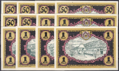 Banknoten
Deutsches Notgeld und KGL
Bad Wildungen (Waldeck)
12 versch. Scheine, Bad Wildungen Sportverein Victoria 5.5.1921. 6 X 50 Pfg., 6 X 1 Mar...