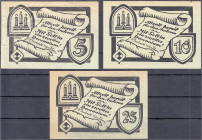 Banknoten
Deutsches Notgeld und KGL
Berlin (Brandenburg)
3 Scheine auf die 8. Pfadfinderabteilung 1922. 5, 10 und 25 Pfg. o.D. Grünes Papier, ohne ...