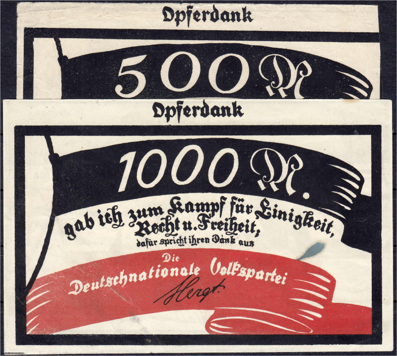 Banknoten
Deutsches Notgeld und KGL
Berlin (Brandenburg)
Deutschnationale Vol...