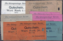 Banknoten
Deutsches Notgeld und KGL
Berxen (Hannover)
11 versch. Scheine Offizier- Gefangenenlager o.D. zu 1, 2, 5, 10, 20 und 50 Mark. Außer 1 Mar...