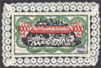 Banknoten
Deutsches Notgeld und KGL
Bielefeld (Westfalen)
1000 Mark Leinen 15.12.1922. Druck grün/rot/schwarz mit sehr dekor. weißen Borte.
I-, se...