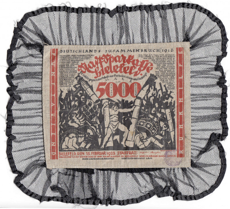 Banknoten
Deutsches Notgeld und KGL
Bielefeld (Westfalen)
5000 Mark Jute 15.2...