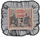 Banknoten
Deutsches Notgeld und KGL
Bielefeld (Westfalen)
5000 Mark Jute 15.2.1923. Druck einseitig rot/schwarz, mit breiter schwarzer Trauerspitze...