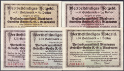 Banknoten
Deutsches Notgeld und KGL
Blaubeuren (Württemberg)
5 wertbeständige Scheine der Portlandcementfabrik: komplette Serie v. 0,21 bis 4,20 Go...