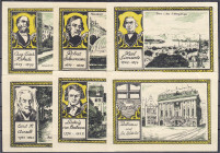 Banknoten
Deutsches Notgeld und KGL
Bonn (Rheinland)
6 X 50 Pfg., Bonner Fußball Verein e.V., 15.11.1921-30.6. 1922 Kompl. Serie, mit Rand.
I bis ...