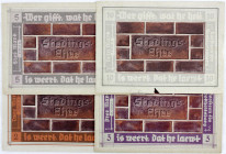 Banknoten
Deutsches Notgeld und KGL
Bookholzberg (Oldenburg)
4 Bausteine: 2, 3, 5 und 10 Mark (Bookholtsbarg) Stedings-Ehre, ohne Datum (1937). Büt...