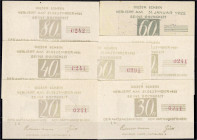 Banknoten
Deutsches Notgeld und KGL
Brande-Hörnerkirchen (Schleswig-Holstein)
7 Scheine der Gemeinde, o.D. Gültigkeit bis 31.12.1921. 20, 30, 40, 6...