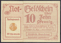 Banknoten
Deutsches Notgeld und KGL
Cloppenburg (Niedersachsen)
Josef Lützenrath, Sanitäts-Drogerie. 10 Pfennig Briefmarkengeld o.D. Mit eingelegte...