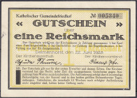 Banknoten
Deutsches Notgeld und KGL
Delmenhorst (Oldenburg)
Kirchenausschuß: Katholischer Gemeindefriedhof, Gutschein über 1 Reichsmark 22.6.1928. ...