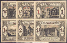 Banknoten
Deutsches Notgeld und KGL
Dülmen (Westfalen)
Stadt: 6 Scheine zu 50 und 75 Pfg., 1, 1,50, 2 und 2,50 Mark 1.12.1921, alle ohne KN.
I und...