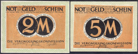 Banknoten
Deutsches Notgeld und KGL
Düsseldorf (Rheinland)
Vergnügungskommission, 2 und 5 Mark 28.12.1921. I- und I-II, sehr selten. Lindman 289. ...