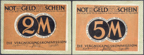 Banknoten
Deutsches Notgeld und KGL
Düsseldorf (Rheinland)
Vergnügungskommission, 2 und 5 Mark 28.12.1921. Dabei interessante Passerverschiebung.
...