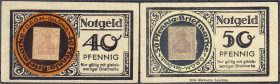 Banknoten
Deutsches Notgeld und KGL
Elberfeld (Rheinland)
Wagener's Weinstuben, 2 X Briefmarkengeld: Germania 40 Pfg. rot. und 50 Pfg. violett. II ...