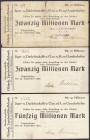 Banknoten
Deutsches Notgeld und KGL
Ganderkesee (Oldenburg)
Spar- u. Darlehnskasse e.G.m.u.H. 25.9.1923. 3 Scheine zu 2 X 20 (1 X V u. Einriss) und...