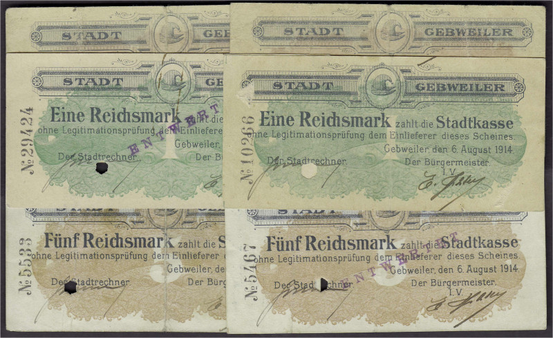 Banknoten
Deutsches Notgeld und KGL
Gebweiler (Elsass)
Stadt: je 2 X 1, 2 und...