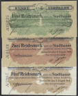 Banknoten
Deutsches Notgeld und KGL
Gebweiler (Elsass)
Stadt: 1, 2 und 5 Mark 6.8.1914. Alle unentwertet und in guten Erhaltungen. Der 1 Reichsmark...