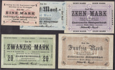 Banknoten
Deutsches Notgeld und KGL
Golpa (Provinz Sachsen)
Elektrowerke Aktiengesellschaft 5 Scheine o.D.- 30.9.1919 zu 1, 5, 10, 20 und 50 Mark. ...