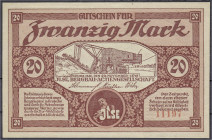 Banknoten
Deutsches Notgeld und KGL
Grube Ilse (Brandenburg)
20 Mark Bergbau Aktiengesellschaft 20.11.1918. Nicht entwertet. Bei Geiger nur 1, 5 un...