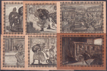 Banknoten
Deutsches Notgeld und KGL
Halebüll (Schleswig-Holstein)
6 verschiedene 50 Pfg. der Gemeinde 1921. Vs. rot/Rs. braun. Bild "Zug im Hinterg...