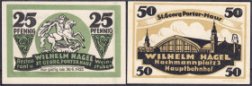 Banknoten
Deutsches Notgeld und KGL
Hamburg (Hamburg)
W. Hagel, St. Georg Porterhaus: 25 und 50 Pfg. o.D. Gültig bis 30.6.1922.
I-, selten. L.S.K....