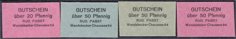 Banknoten
Deutsches Notgeld und KGL
Hamburg (Hamburg)
Rud. Pabst: 4 Gutschein...
