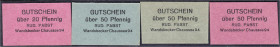 Banknoten
Deutsches Notgeld und KGL
Hamburg (Hamburg)
Rud. Pabst: 4 Gutscheine zu 20 Pf. und 3 versch. Farben zu 50 Pfg. auf Karton o.D. 50 Pfg. in...
