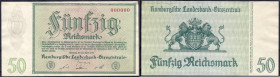 Banknoten
Deutsches Notgeld und KGL
Hamburg (Hamburg)
Hamburgische Landesbank Girozentrale. 50 Reichsmark 30.4.1945. Rote KN 000000. Das einzige be...