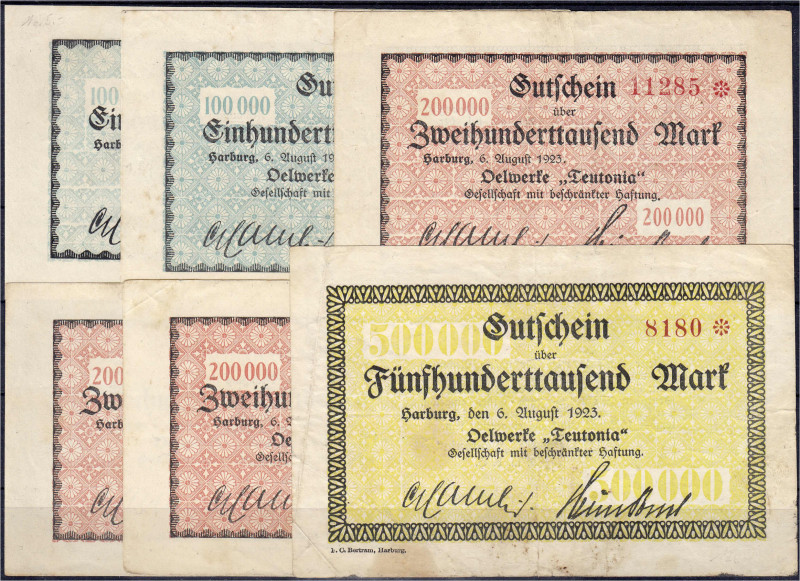 Banknoten
Deutsches Notgeld und KGL
Harburg (Hannover)
Oelwerke "Teutonia", 6...