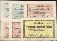 Banknoten
Deutsches Notgeld und KGL
Harburg (Hannover)
Oelwerke "Teutonia", 6 Scheine 6.8.1923. 100 u. 200 Tsd. mit schmalen Nullen, 100, 2 X 200, ...