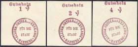Banknoten
Deutsches Notgeld und KGL
Harburg (Hannover)
Allgemeine Ortskrankenkasse, Sammleranfertigungen oder Proben o.D. zu 1, 2, 4 (Wertangabe in...