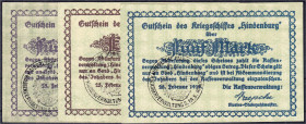 Banknoten
Deutsches Notgeld und KGL
Hindenburg, Kriegsschiff (Kriegsmarine)
3 Scheine der Kassenverwaltung zu 50 Pfg., 1 und 5 Mark 25.2.1919. Die ...