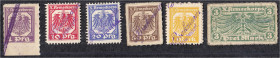 Banknoten
Deutsches Notgeld und KGL
Huddestorf, X. Armeekorps (Niedersachsen)
6 Scheine: 1, 10, 20 und 50 Pfg., 1 und 3 Mark mit zus. Stempel Brakm...