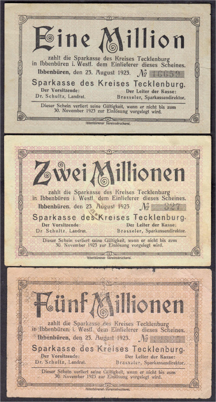 Banknoten
Deutsches Notgeld und KGL
Ibbenbüren (Westfalen)
3 Scheine zu 1, 2 ...