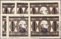 Banknoten
Deutsches Notgeld und KGL
Jever (Oldenburg)
6 X 1 Mark Bismarckturm o.D. 2 X mit ovalem Stempel "Jever Getreuen Umtrunk April 1922" und 1...