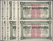 Banknoten
Deutsches Notgeld und KGL
Kiel (Schleswig Holstein)
7 X 5 Goldmark der Stadt mit Perforation DRUCKMUSTER o.D. alle mit fortlaufender Nr....
