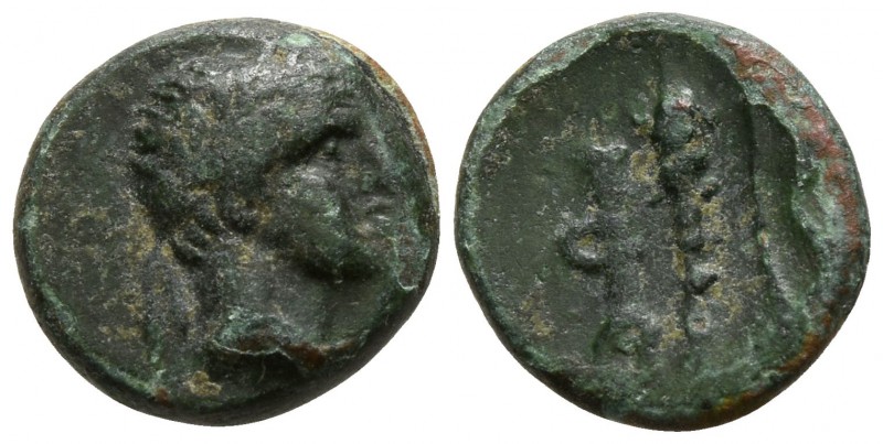 Lucania. Herakleia circa 280 BC.
Bronze Æ

11mm., 1,41g.

Laureate male hea...