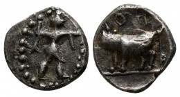 Lucania. Paestum 410-350 BC. Diobol AR,Imitative.