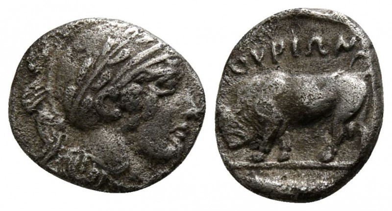 Lucania. Thourioi 425-400 BC.
Diobol AR

10mm., 1,13g.

Head of Athena righ...