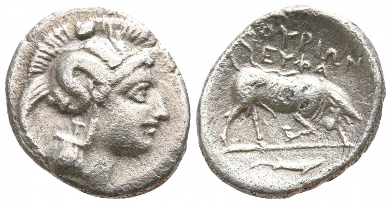 Lucania. Thourioi 400-300 BC.
Diobol AR

11mm., 1,06g.

Head of Athena righ...