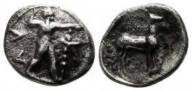 Bruttium. Kaulonia circa 480-388 BC. Obol AR