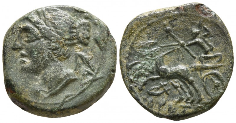 Bruttium. The Brettii 211-208 BC.
Bronze Æ

15mm., 3,28g.

Winged bust of N...