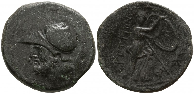 Bruttium. The Brettii circa 208-203 BC.
Double Unit AE

26mm., 12,89g.

Hel...