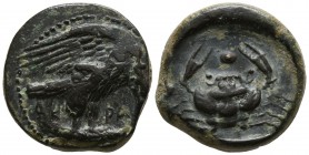 Sicily. Akragas circa 420-406 BC. Hexas AE