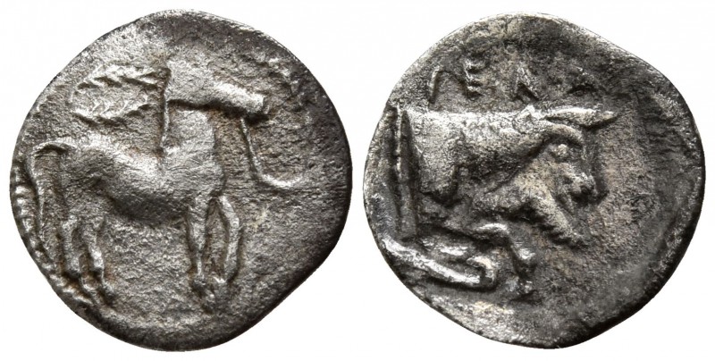 Sicily. Gela circa 465-450 BC.
Litra AR

10mm., 0,44g.

Horse prancing righ...